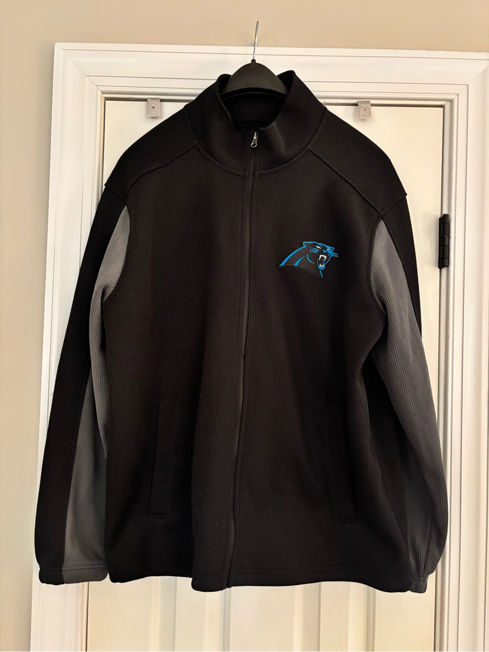 NFL Carolina Panthers Black and Gray Lightweight Full-Zip Jacket